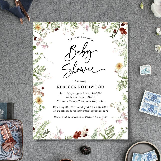 Budget Boho Blommig Baby Shower Inbjudan (Skapare uppladdad)