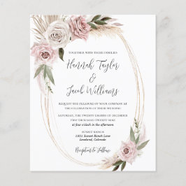 Budget Boho Blommig Pampasgräs Bröllopsinbjudan