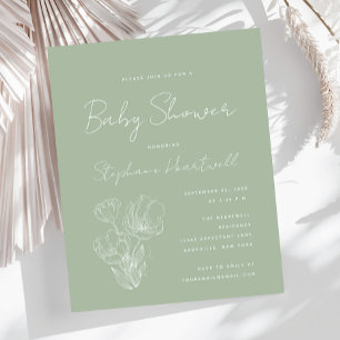 Budget Boho Blommig Salvia Grön Bebis Shower Inbju