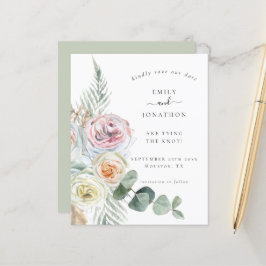 Budget Boho Blommigt Eucalyptus Bröllop Spara Date
