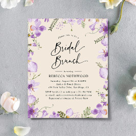 Budget Boho Blommigt Lilac Möhippa Brunch-inbjudan