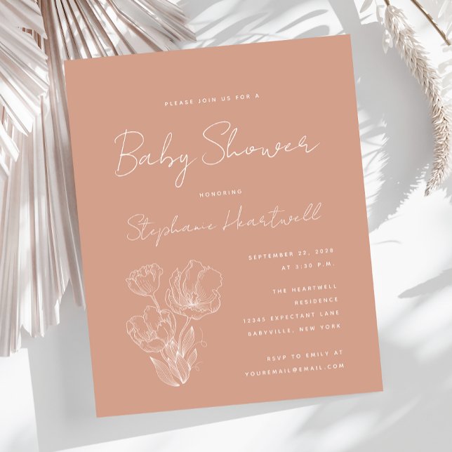 Budget Boho Blommigt Terracotta Baby Shower Inbjud (Skapare uppladdad)
