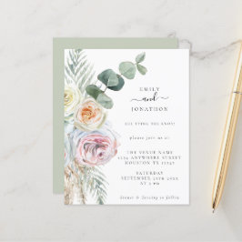 Budget Boho Blommigts Eucalyptus bröllopsinbjudan