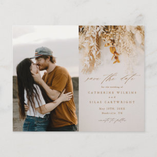 Budget Boho Blommor Foto Bröllop Spara Datumet Flygblad