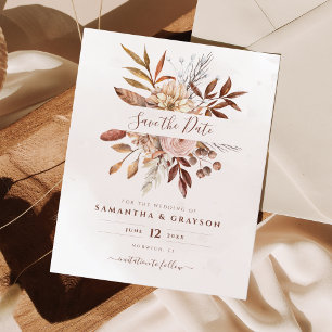 Budget Boho Blommor Höst Bröllop Spara Datumet