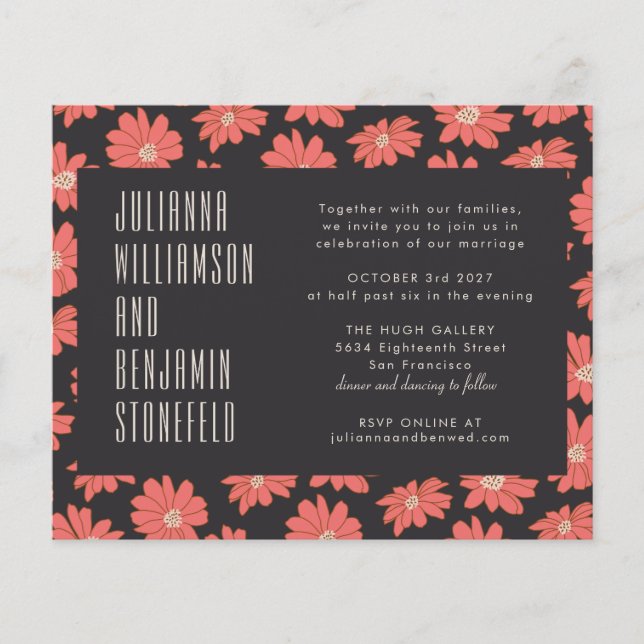Budget Boho Botanique Black Red Blommigt Bröllop (Framsida)