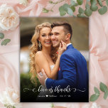 Budget Boho Calligraphy 2 Photo Bröllop Tack<br><div class="desc">Budgeterad Modern Boho "Kärlek och tack" Script 2 Photo Bröllop Tack personlig har ett överkomligt pris för lågbudgetKORT. Snyggt bröllop tackar dig för att du har en kortmall som innehåller ett foto på framsidan av fullt med övertäckningstexten "Kärlek och tack" i ett snabbt skrivet typografi eller kalligrafi-skript med dekoröverlägg i...</div>