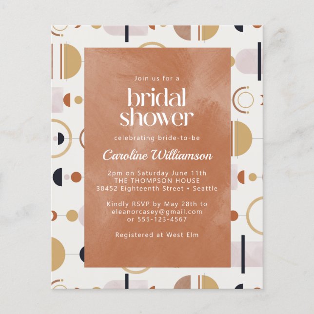 Budget Boho Celestial Terracotta Bröllopsdusch  (Framsida)