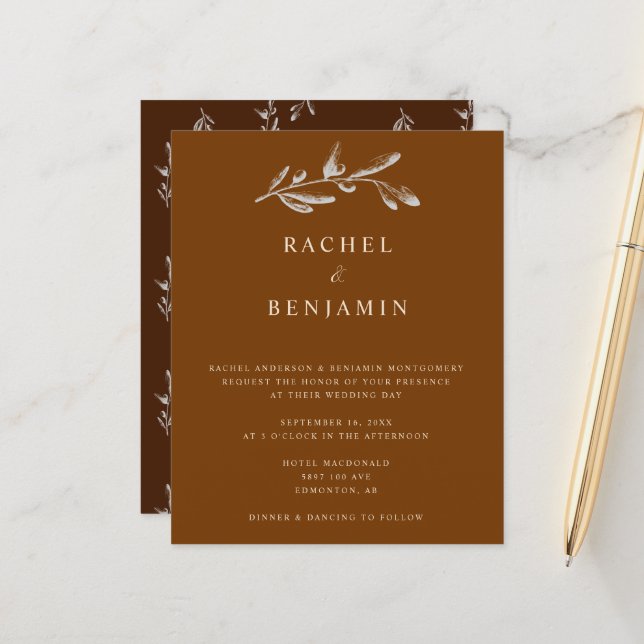 Budget Boho Chic Bröllop Elegant Terracotta Copper (Fram/Back In Situ)