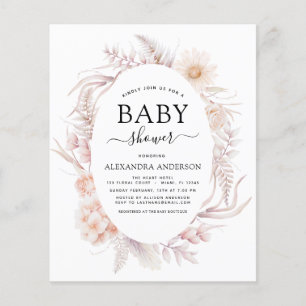 Budget Boho Chic Dammrosa Öken Baby Shower Flygblad
