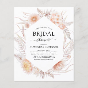Budget Boho Chic Dusty Rosa Desert Möhippa Flygblad
