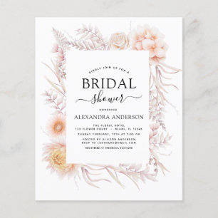 Budget Boho Chic Dusty Rosa Desert Möhippa Flygblad