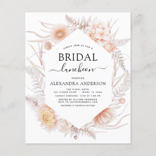 Budget Boho Chic Möhippa Luncheon Dusty Rosa Deser Flygblad