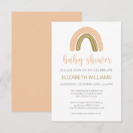 Budget Boho Chic Rainbow Rosa Guld Baby Shower Inbjudningar
