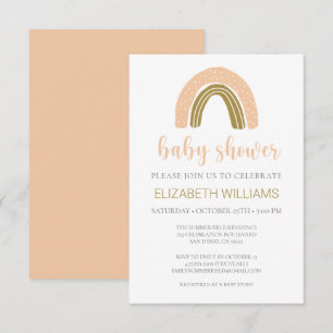Budget Boho Chic Rainbow Rosa Guld Baby Shower Inbjudningar