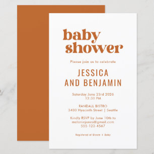Budget Boho Chic Terrakotta Baby Shower Inbjudan