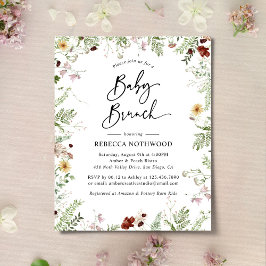 Budget Boho Chic Wildblomma Baby Brunch-inbjudan