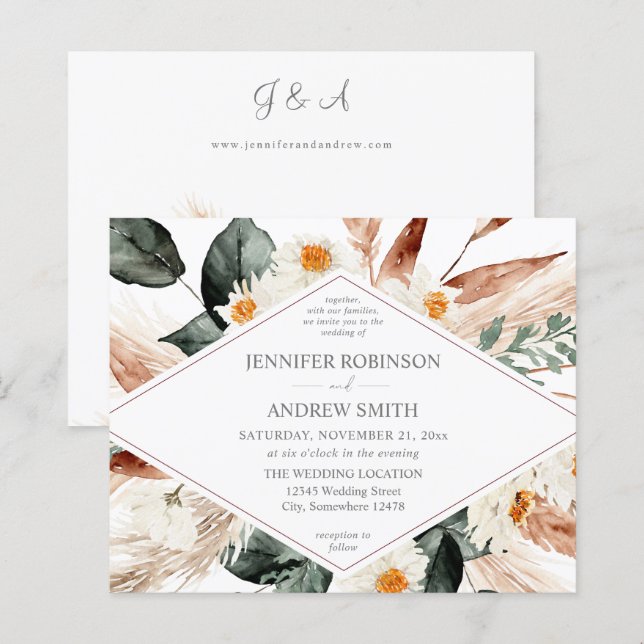 Budget Boho Copper Pampas Grass Bröllop 2 (Fram/baksida)