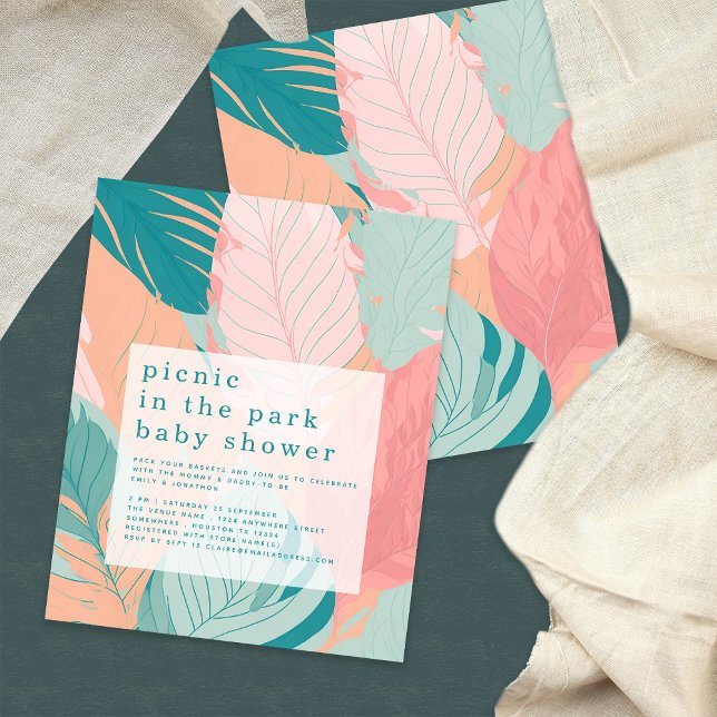Budget Boho Coral Teal Löv Picnic Baby Shower (Skapare uppladdad)