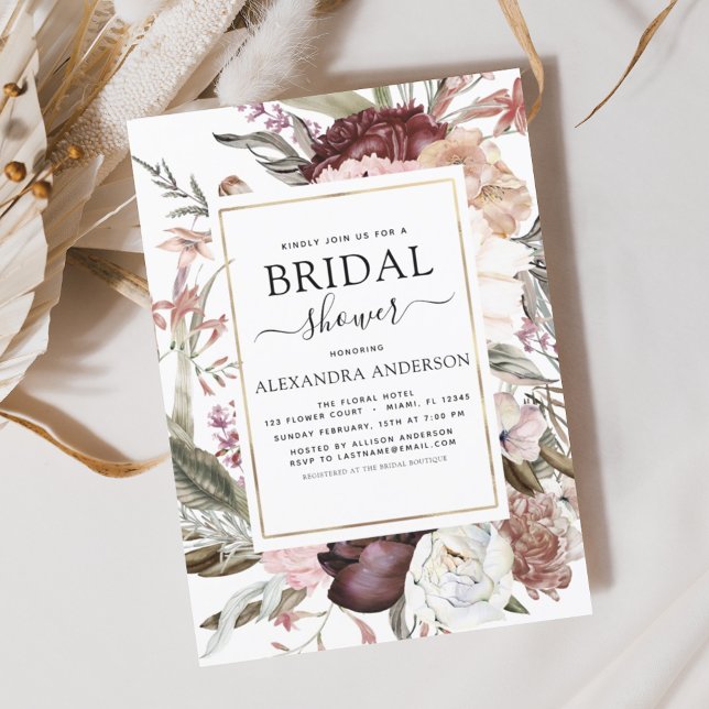 Budget Boho Dammtrosa Burgunder Bröllopsfest (Skapare uppladdad)