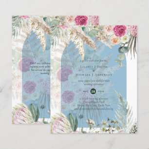 BUDGET BOHO Dusty Blue Blommigt Pampas Grass Bröll