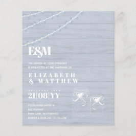 BUDGET BOHO Dusty Blue Driftwood MasonJars Bröllop Flygblad