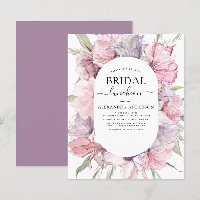 Budget Boho Dusty Lila Möhippa Luncheon (Fram/baksida)