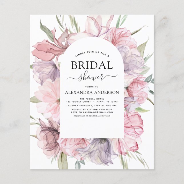 Budget Boho Dusty Rosa Lila Möhippa Flygblad (Framsidan)