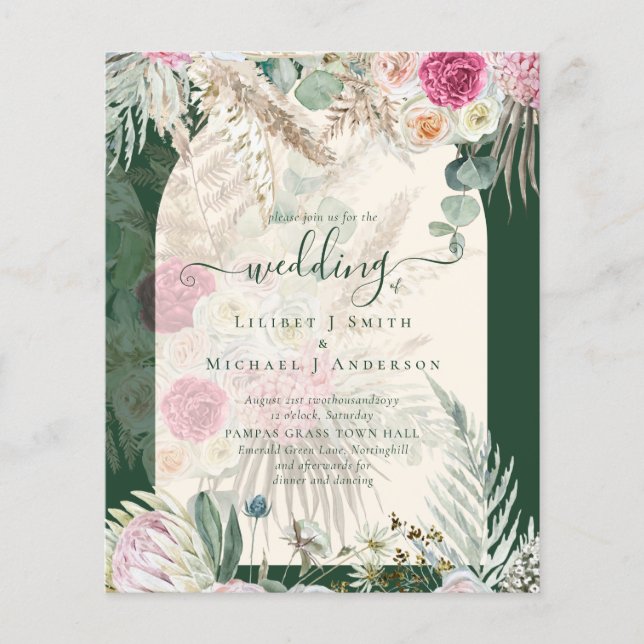 BUDGET BOHO Emerald Grönt BOHO Blommigt Rosa Bröll Flygblad (Framsidan)