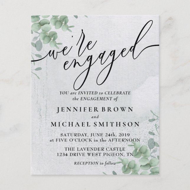 Budget Boho Eucalyptus Namnteckning Engagerat Flygblad (Framsidan)