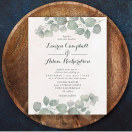 Budget Boho Eucalyptus Watercolor Sage Grönt Coral