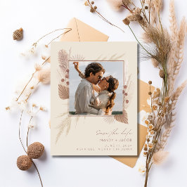 Budget Boho Foto Bröllop Spara Datum Meddelande Vykort