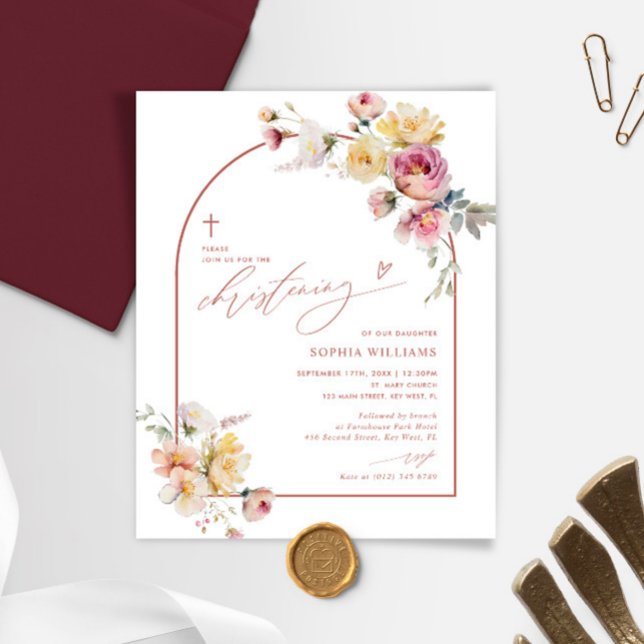 Budget Boho Garden Ro Christening-inbjudan (Skapare uppladdad)