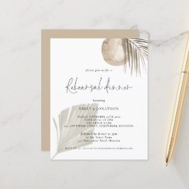Budget Boho Grass Beige Rehearsal Dinner Inbjudan
