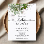 Budget Boho Greenery Baby Shower Inbjudan Vykort<br><div class="desc">Blåduschinbjudan med vykort har en grön och söt hjärtkammussla.</div>