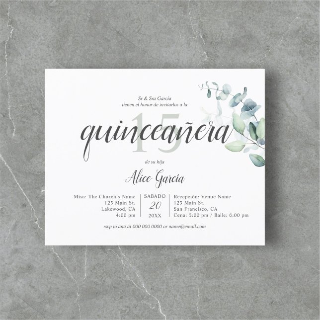 Budget Boho Greenery Eucalyptus Quinceanera (Skapare uppladdad)