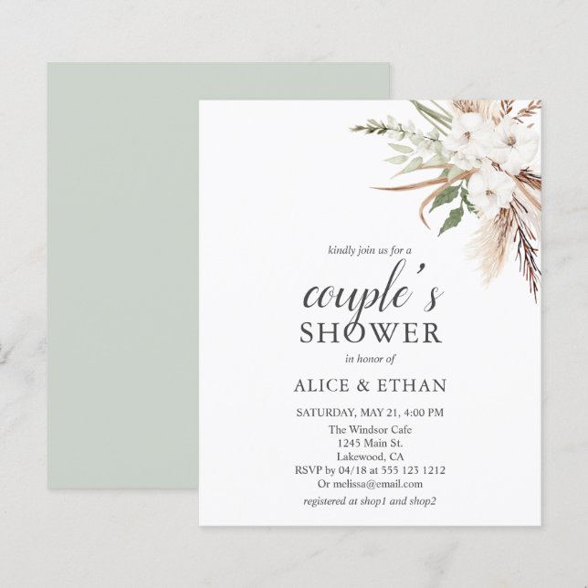 Budget Boho Greenery Pampa Grass Par Shower (Fram/baksida)