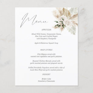 Budget Boho Handflatan Löv Blommigt Menu Flygblad
