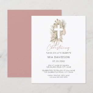 Budget Boho Handflatan Rosa Blommigt Christening I
