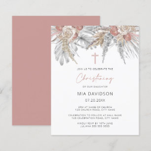 Budget Boho Handflatan Rosa Pampas Christening Inb
