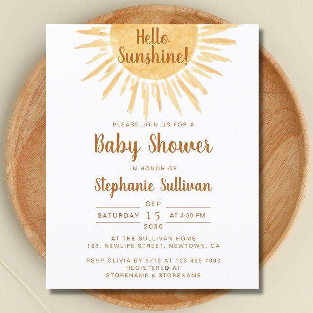 Budget Boho Hej Sunshine Baby Shower-inbjudan (Skapare uppladdad)