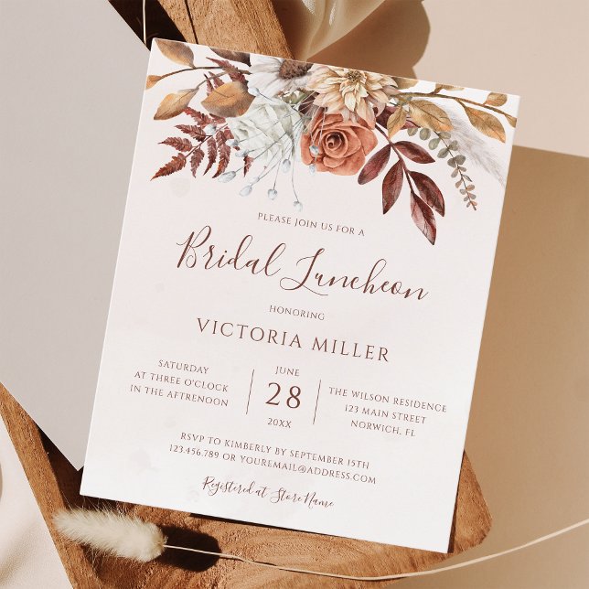 Budget Boho Höst Blommig Bröllop Luncheon Inbjudan (Skapare uppladdad)