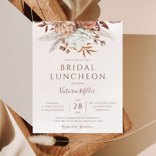 Budget Boho Höst Blommig Bröllop Luncheon Inbjudan