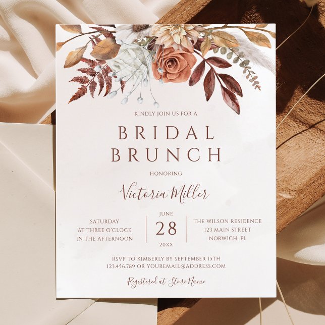 Budget Boho Höst Blommig Bröllopsbrunch Inbjudan (Skapare uppladdad)