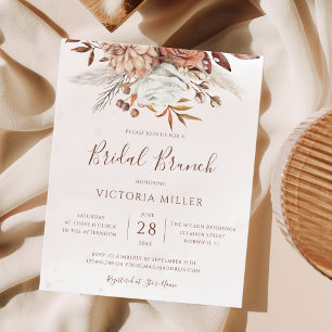 Budget Boho Höst Blommig Bröllopsbrunch Inbjudan
