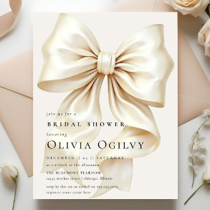 Budget Boho Ivory Cream Bow Möhippa Inbjudan