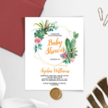 Budget Boho Kactus Baby Shower Inbjudan