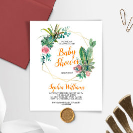 Budget Boho Kactus Baby Shower Inbjudan