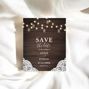 Budget Boho Mason Burk Bröllop spara datum Flygblad