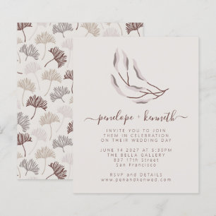 Budget Boho Natur Neutral Botanisk Bröllopsinbjuda